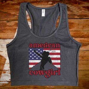 american cowgirl black crop tank top